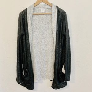 MAJESTIC PARIS Sz 3 / M Gray White Linen Cardigan